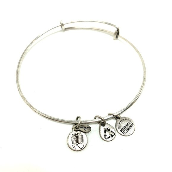 Alex and Ani Charm Station Bracelet Silver Finish - Expands 2"- 3.5" - Picture 1 of 1